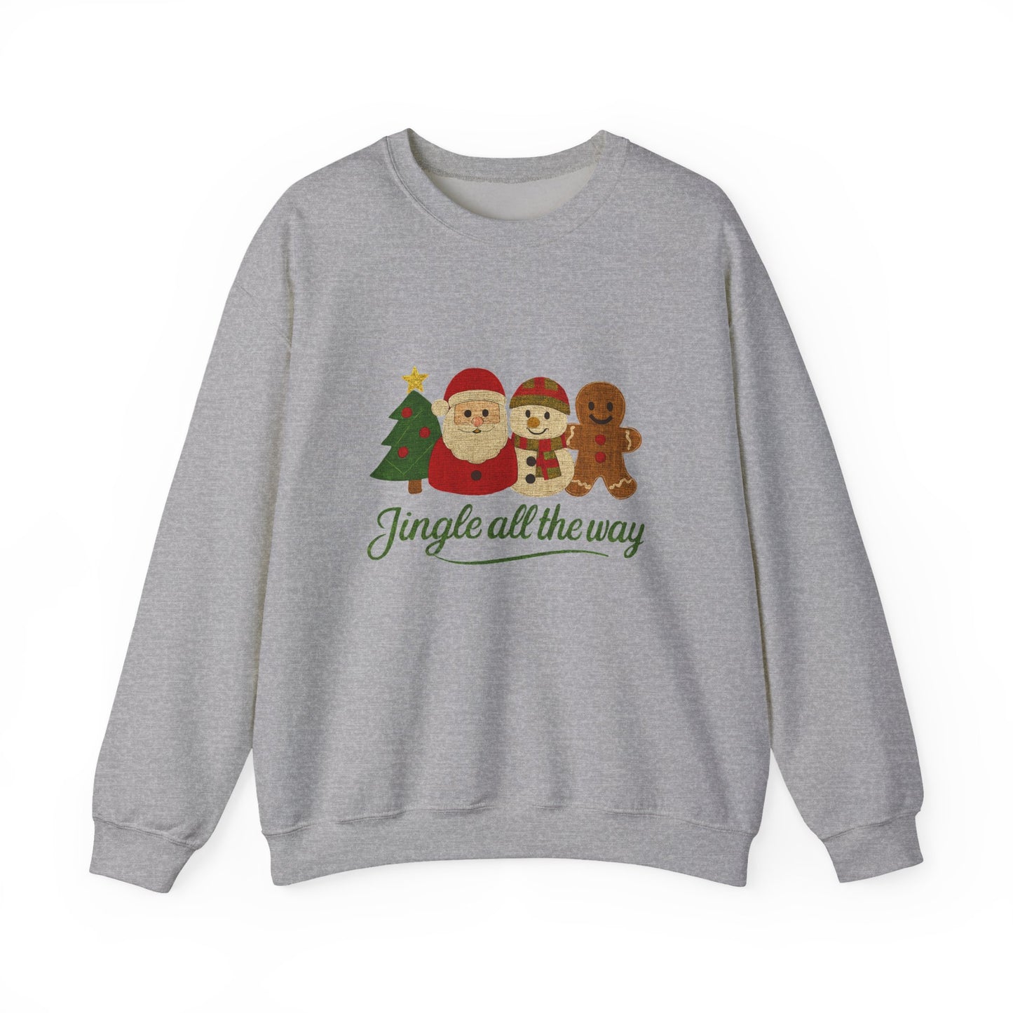 Christmas Jingle All the Way Sweatshirt, Santa Snowman Gingerbread Sweatshirt - PopCultureByDesign36