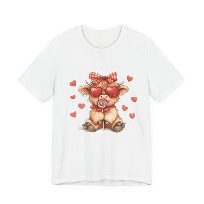 Valentines Highland Cow Shirt, Highland Cow Valentines Shirt, Cow Lover - PopCultureByDesign36