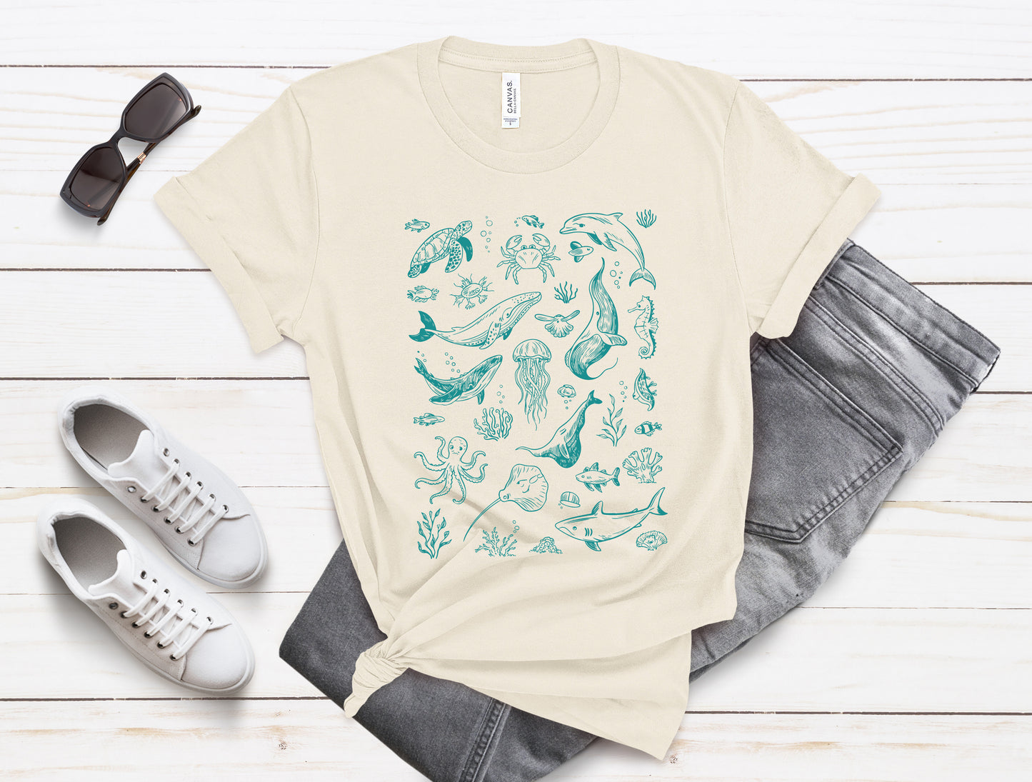 Vintage Ocean Tattoo Style T-Shirt, Retro Ocean Shirt, Ocean Shirt For Men - PopCultureByDesign36