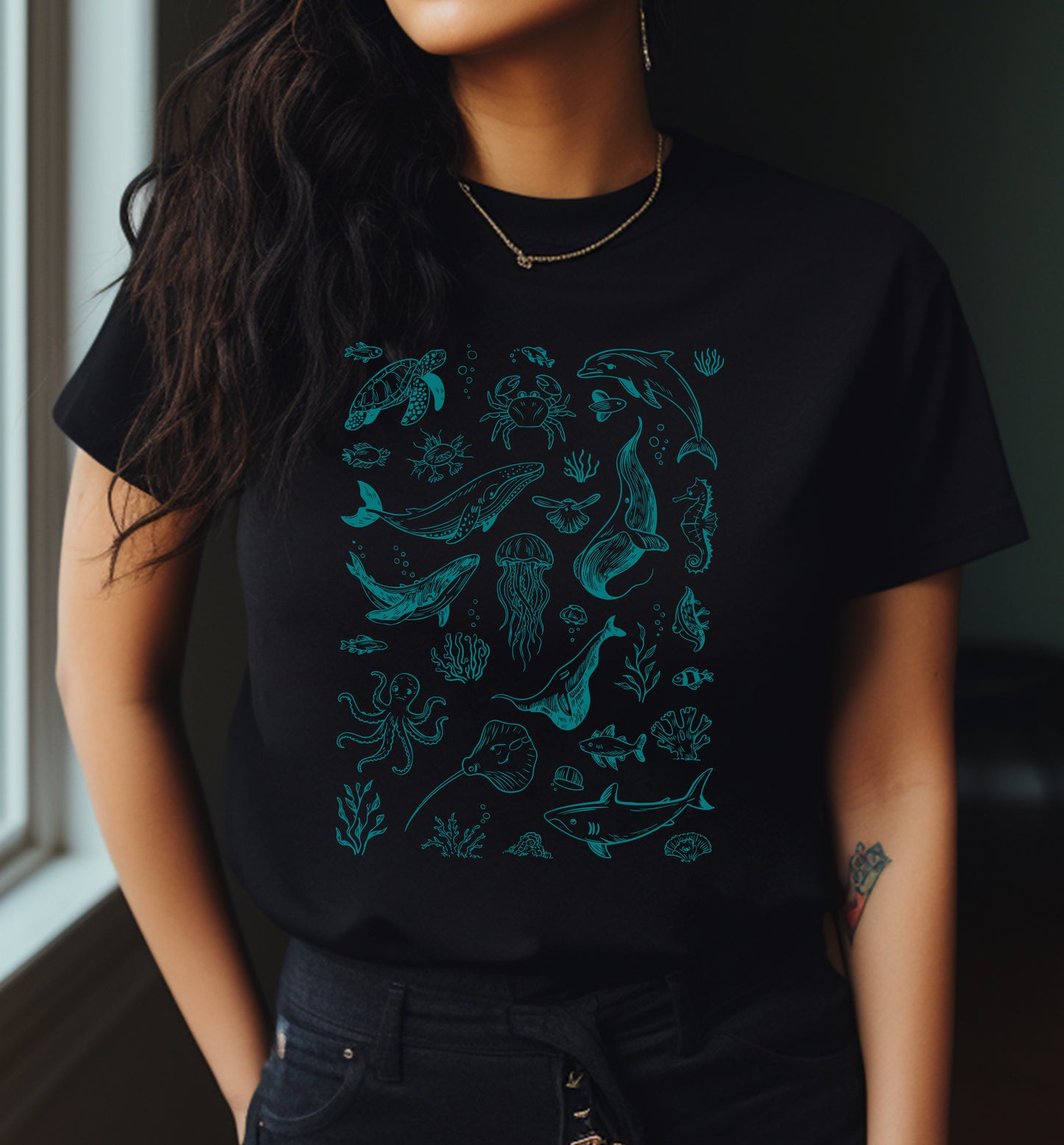 Vintage Ocean Tattoo Style T-Shirt, Retro Ocean Shirt, Ocean Shirt For Men - PopCultureByDesign36