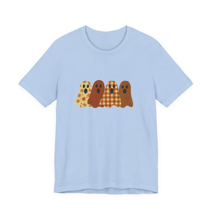 Funny Ghost Patchwork Tee, Cute Ghost Shirt, Boho Halloween Shirt - PopCultureByDesign36