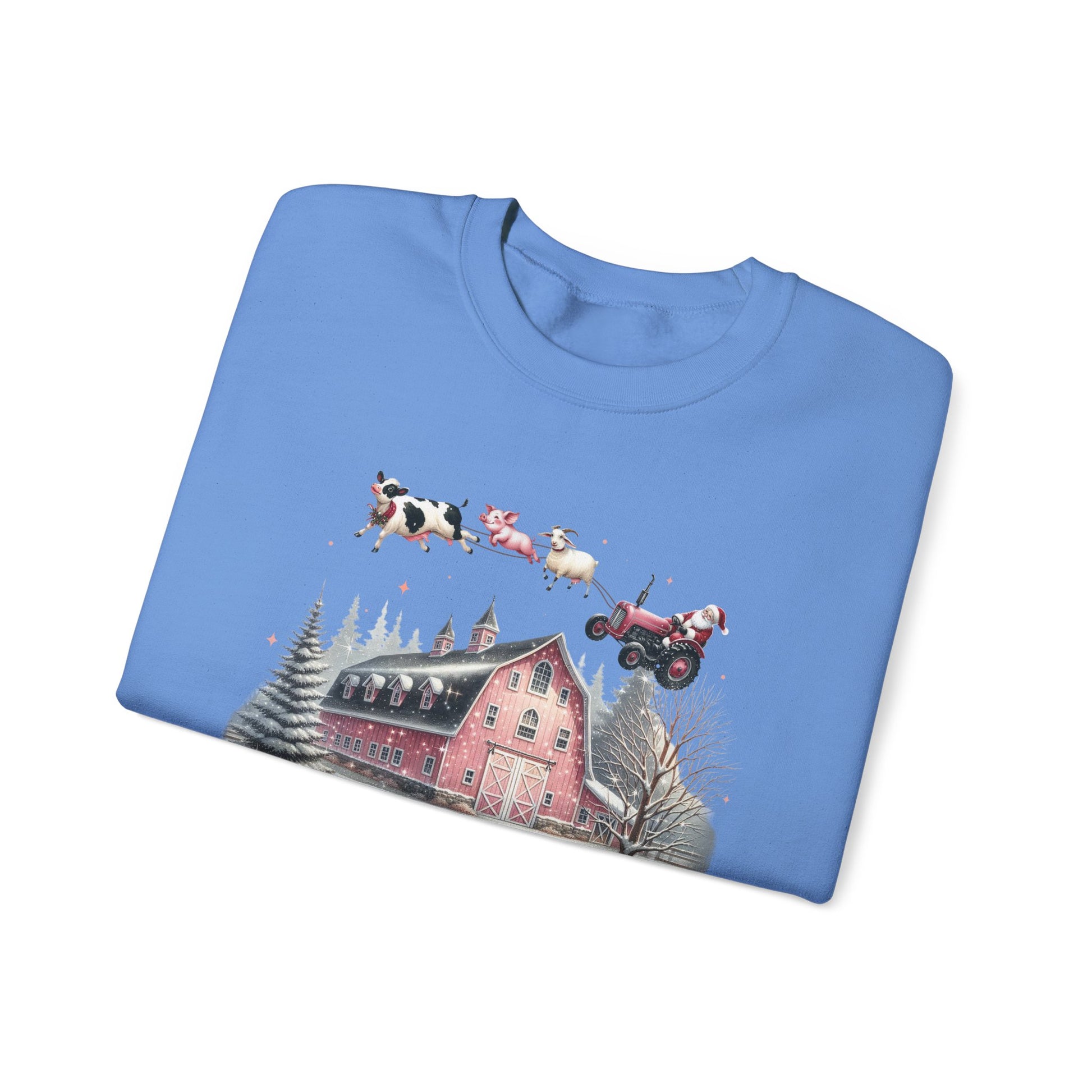 Christmas on the Farm Sweatshirt, Santa Tractor Farmhouse Tee - PopCultureByDesign36