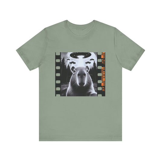 Capybara UFO Funny Tshirt, Cool Capybaras Meme T-Shirt, Alien Abduction Gift Tee - PopCultureByDesign36