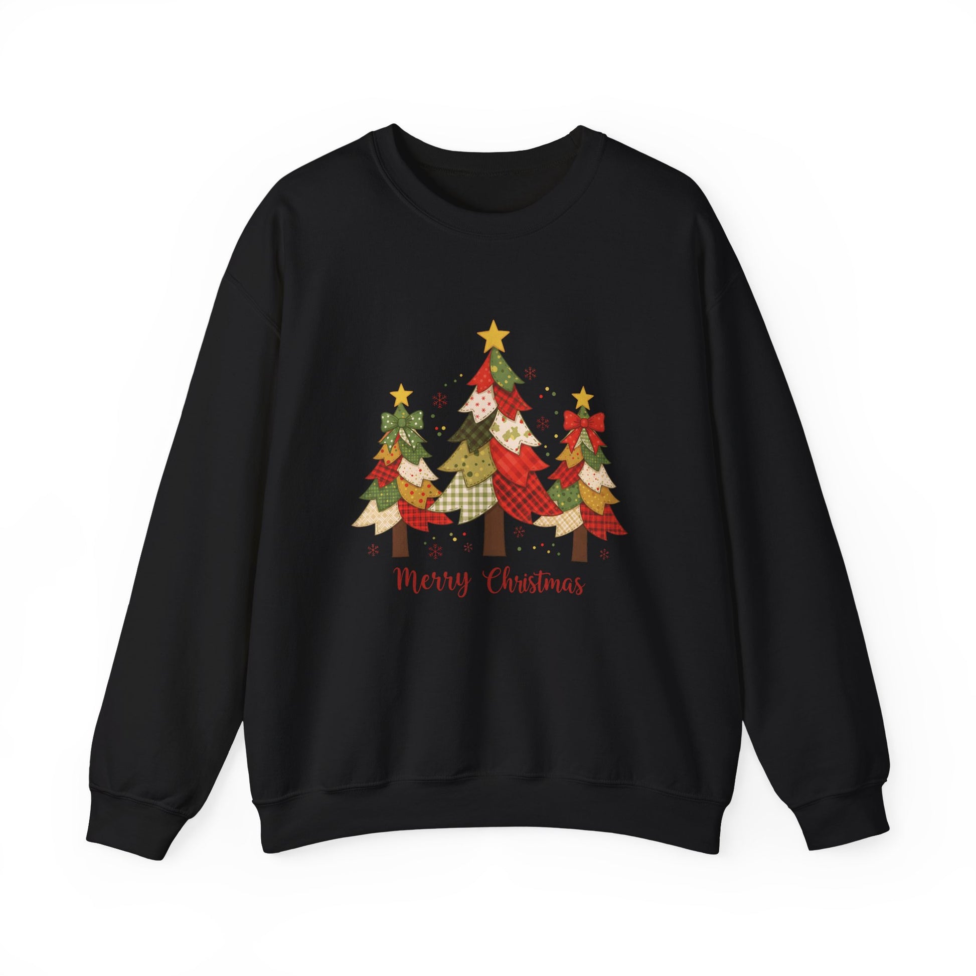 Christmas Tree Patchwork Quilt Style Sweatshirt, Merry Christmas Sweatshirt - PopCultureByDesign36