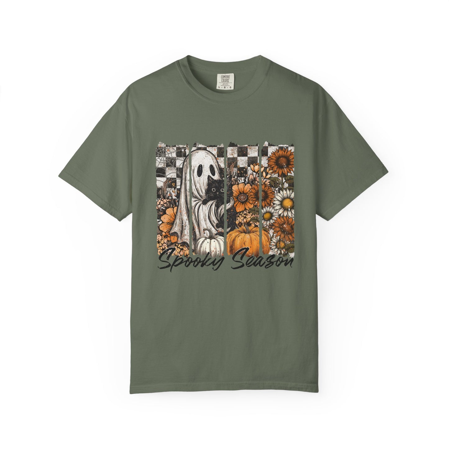 Comfort Colors Cute Strip Ghost Shirt, Halloween Costume, Vintage Vibe - PopCultureByDesign36