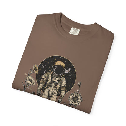 Astronaut Shirt, Boho Astronaut Shirt, Vintage Boho Womens Space Shirt design with floral elements