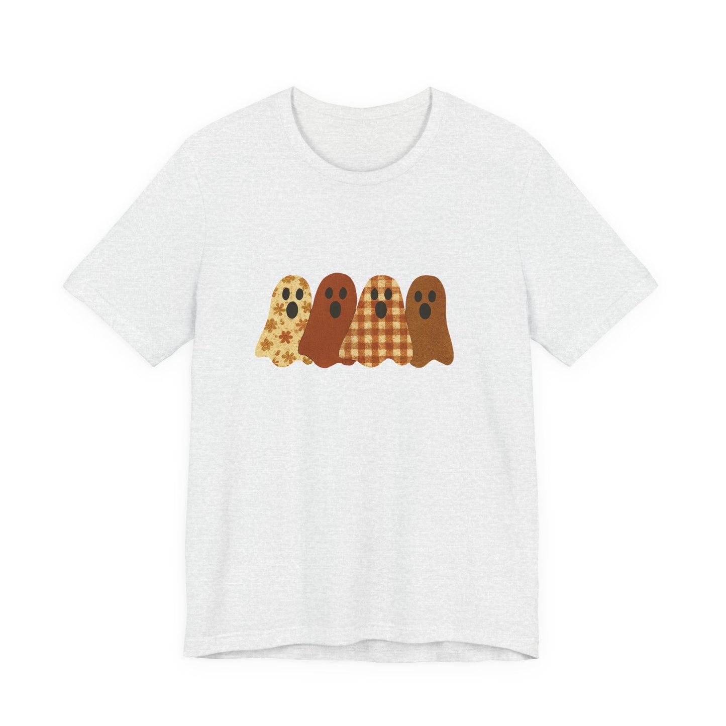 Funny Ghost Patchwork Tee, Cute Ghost Shirt, Boho Halloween Shirt - PopCultureByDesign36