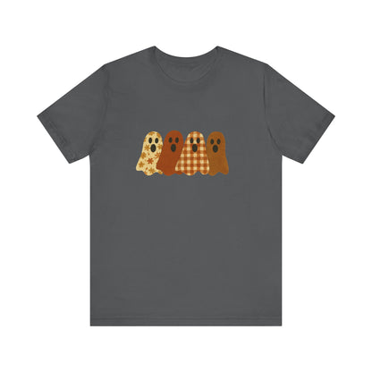 Funny Ghost Patchwork Tee, Cute Ghost Shirt, Boho Halloween Shirt - PopCultureByDesign36