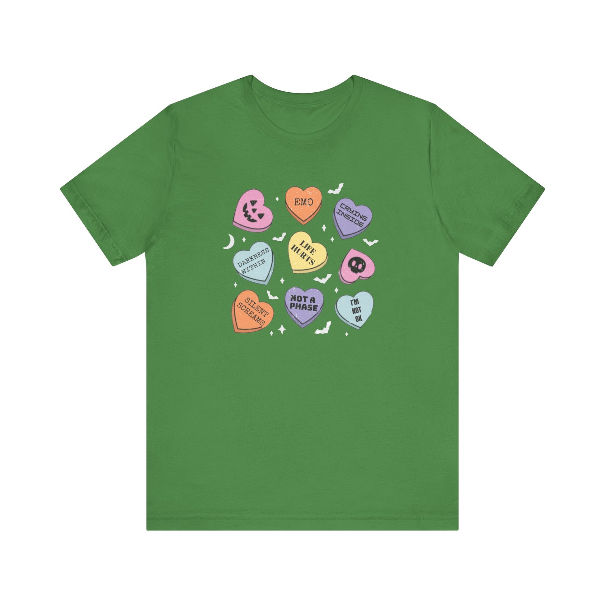 Emo Halloween Pumpkin Candy Hearts T-Shirt, Spooky Candies Shirt, Emo candy hearts - PopCultureByDesign36