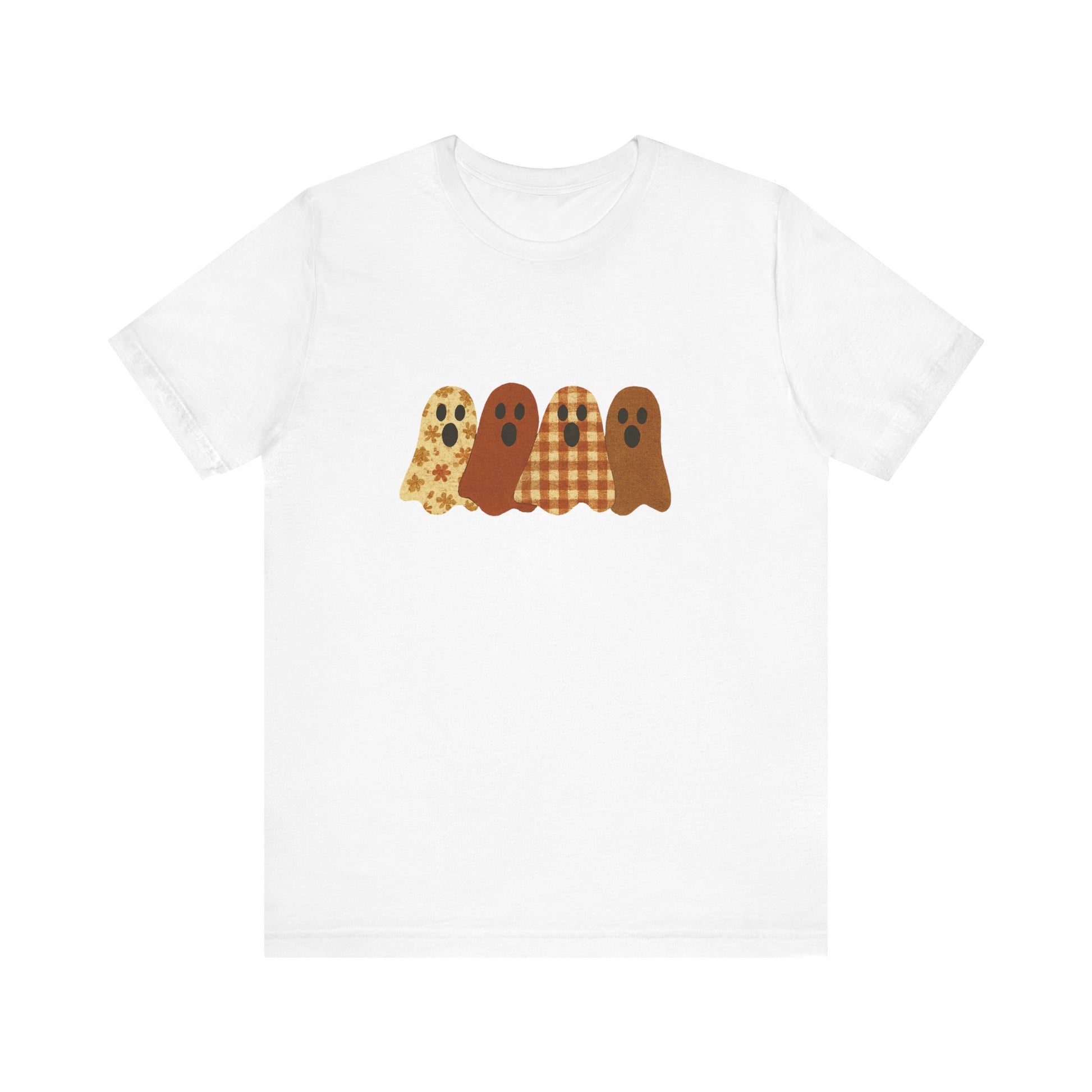 Funny Ghost Patchwork Tee, Cute Ghost Shirt, Boho Halloween Shirt - PopCultureByDesign36