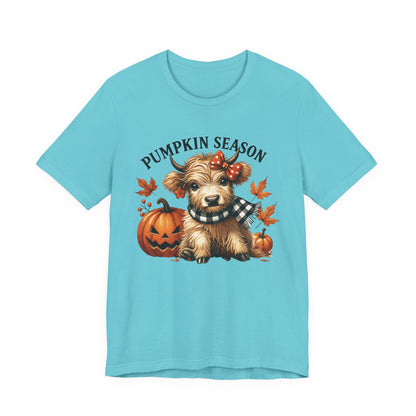Pumpkin season, cute highland cow, baby cow shirt, Cute Cow shirt - PopCultureByDesign36