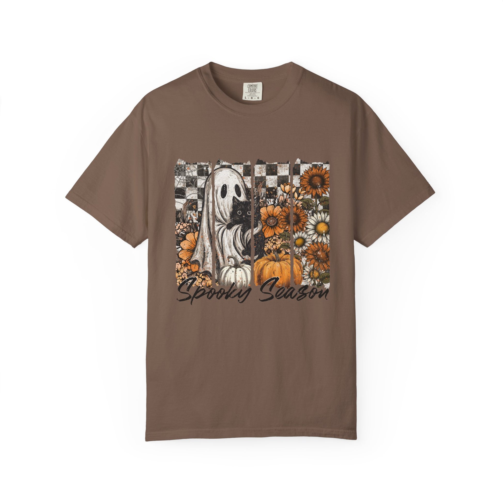 Comfort Colors Cute Strip Ghost Shirt, Halloween Costume, Vintage Vibe - PopCultureByDesign36