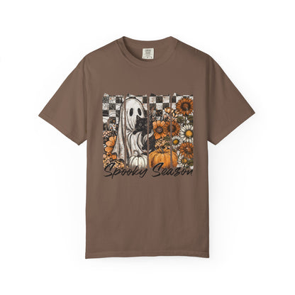 Comfort Colors Cute Strip Ghost Shirt, Halloween Costume, Vintage Vibe - PopCultureByDesign36