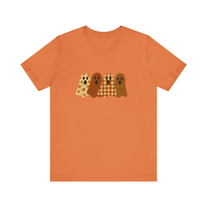 Funny Ghost Patchwork Tee, Cute Ghost Shirt, Boho Halloween Shirt - PopCultureByDesign36