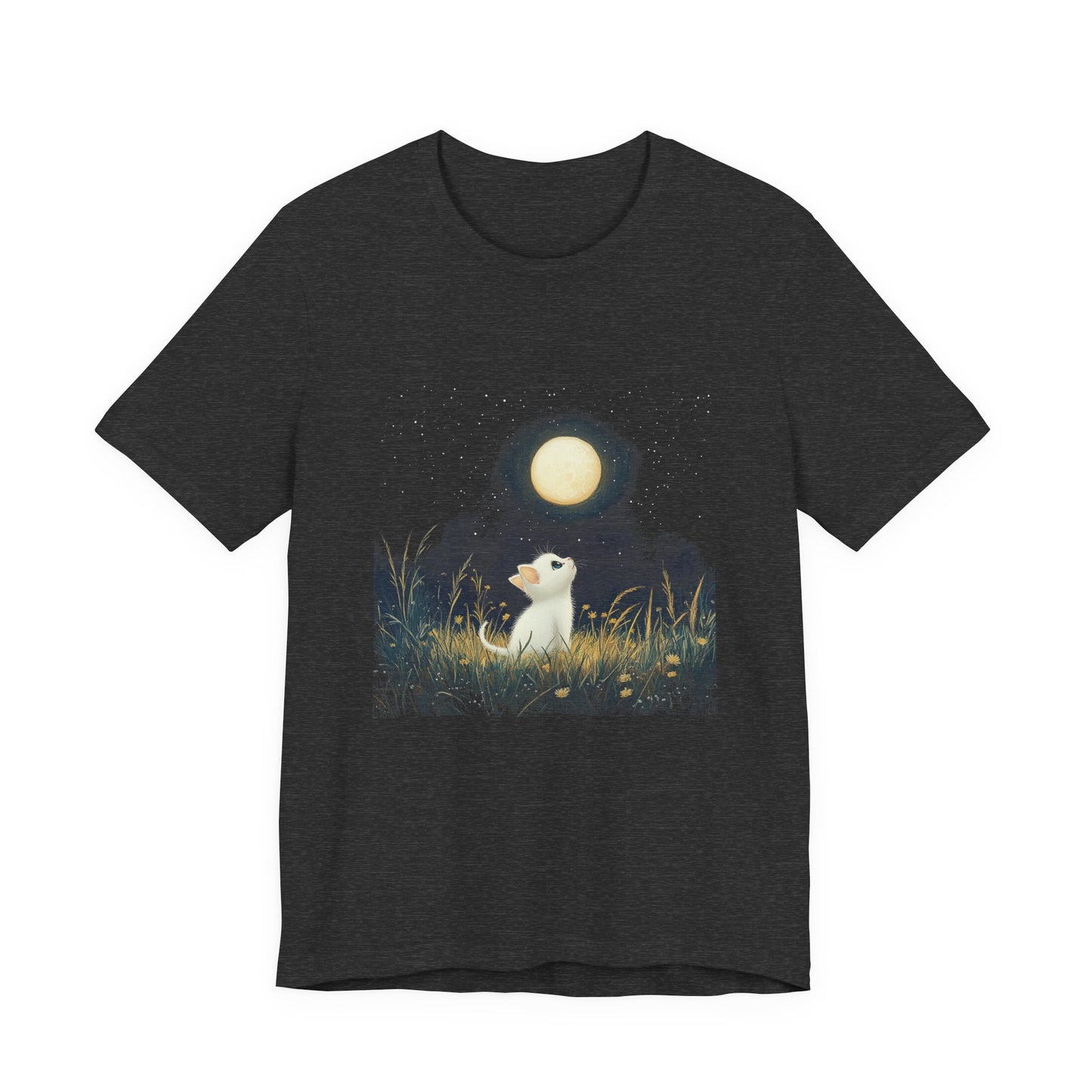 Retro Kitten Moon Tee Shirt, Cat Lover Gift, Moon Cat Top, Vintage Cat Shirt - PopCultureByDesign36