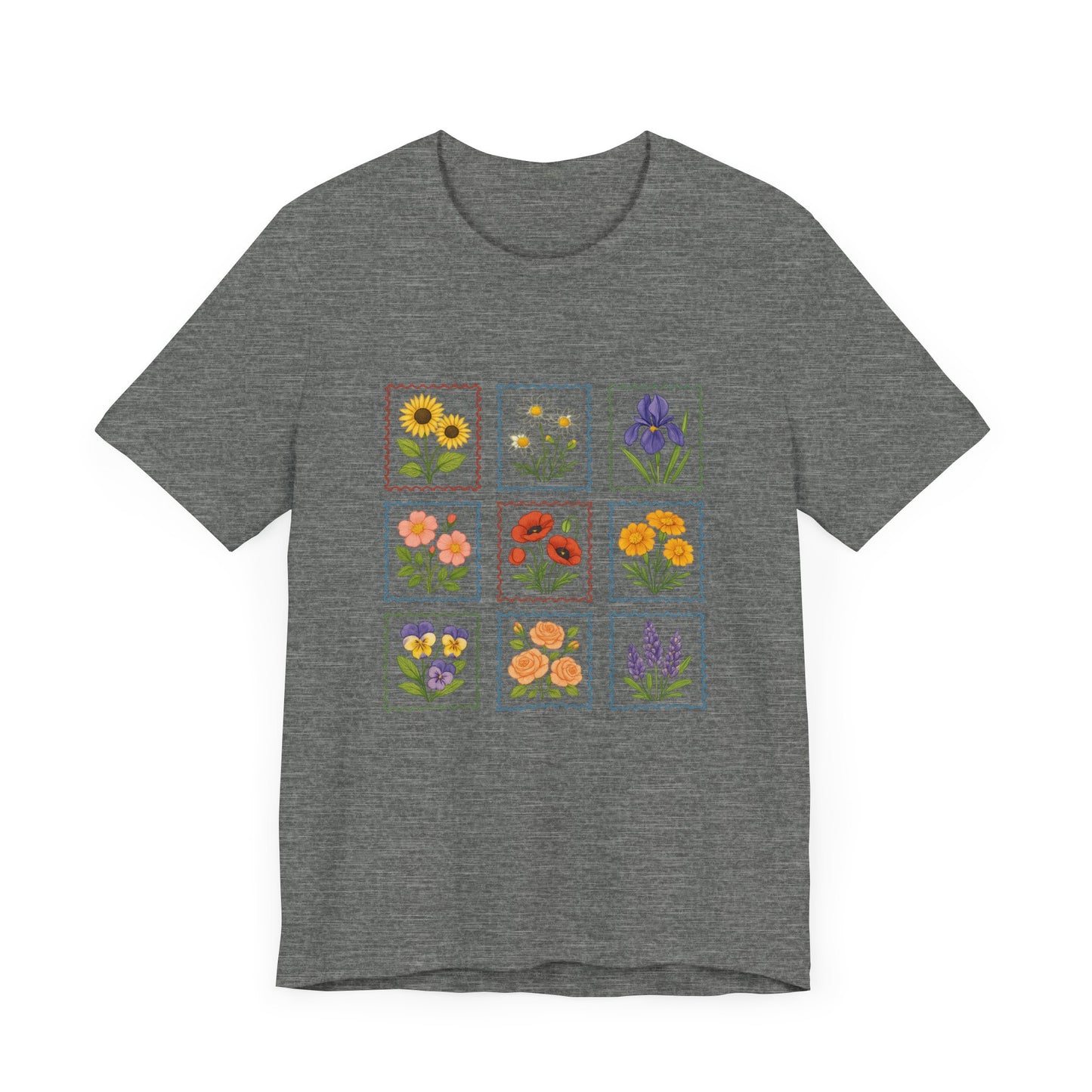 Summer Flower Stamp Tshirt, Vintage Postage Stamp Shirt, Aesthetic Summer Tee - PopCultureByDesign36