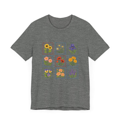 Summer Flower Stamp Tshirt, Vintage Postage Stamp Shirt, Aesthetic Summer Tee - PopCultureByDesign36