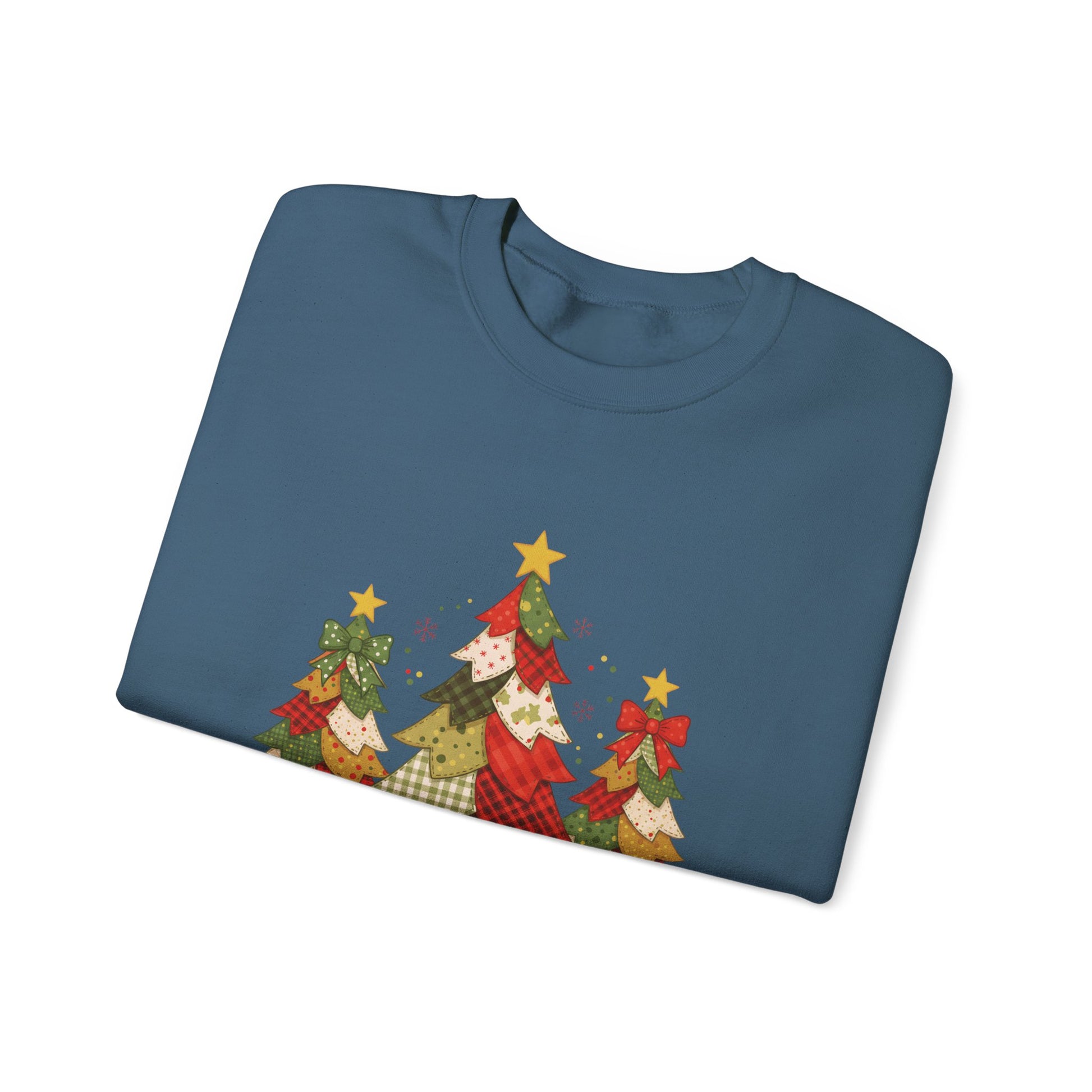 Christmas Tree Patchwork Quilt Style Sweatshirt, Merry Christmas Sweatshirt - PopCultureByDesign36