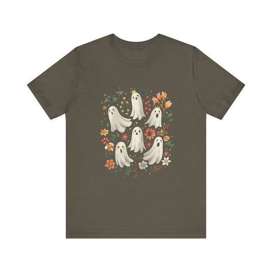 Boho Ghost T-Shirt, Halloween Tee, Spooky Bohemian Top - PopCultureByDesign36