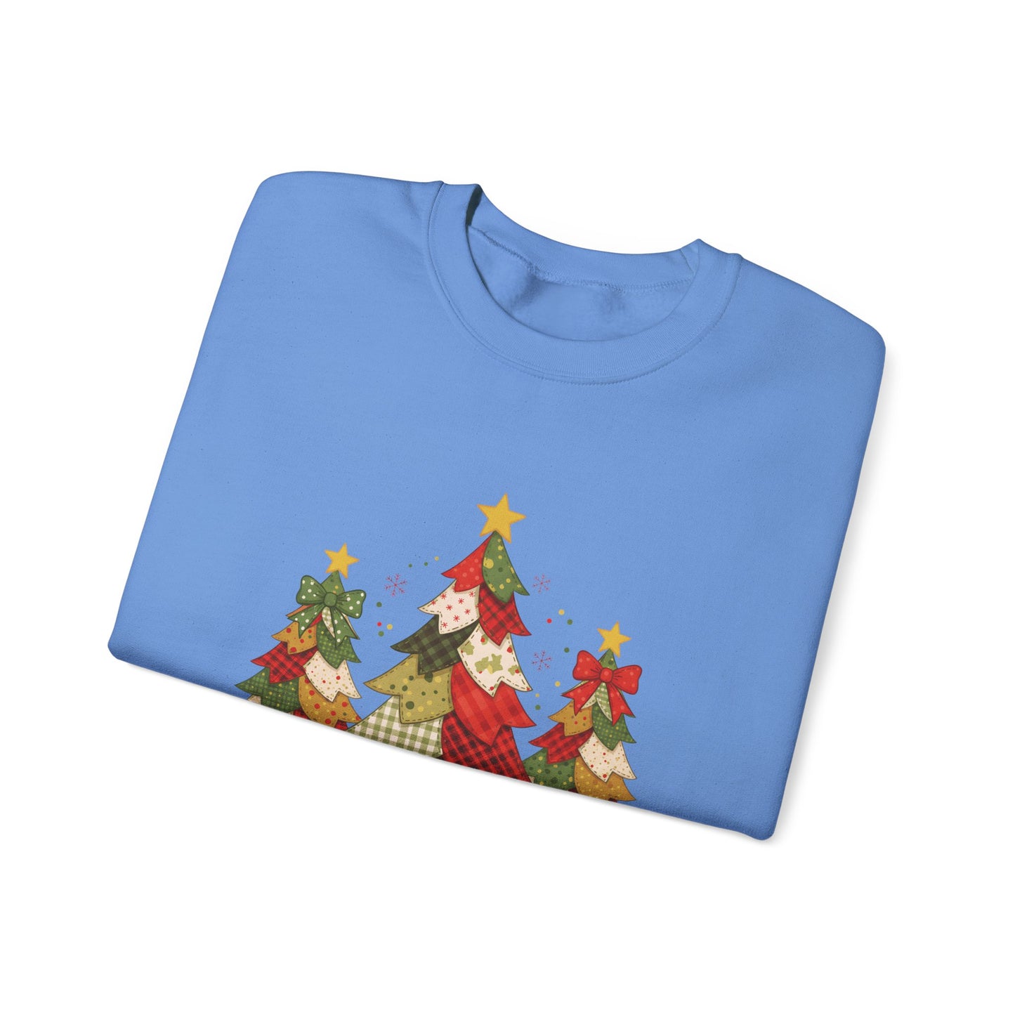 Christmas Tree Patchwork Quilt Style Sweatshirt, Merry Christmas Sweatshirt - PopCultureByDesign36