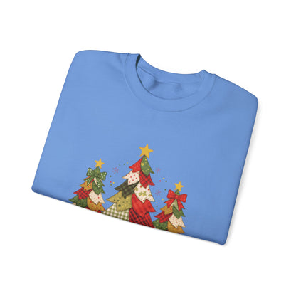 Christmas Tree Patchwork Quilt Style Sweatshirt, Merry Christmas Sweatshirt - PopCultureByDesign36
