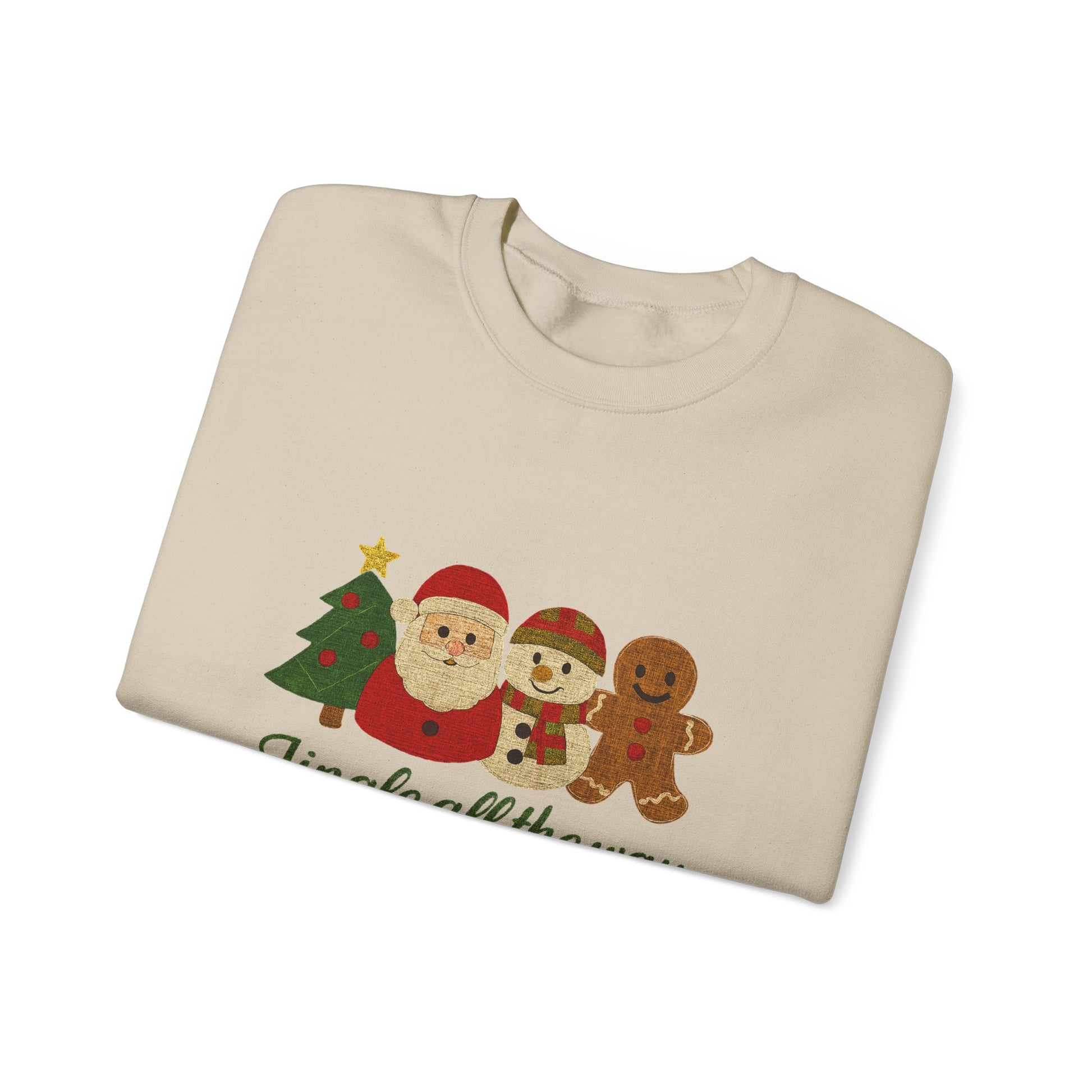 Christmas Jingle All the Way Sweatshirt, Santa Snowman Gingerbread Sweatshirt - PopCultureByDesign36
