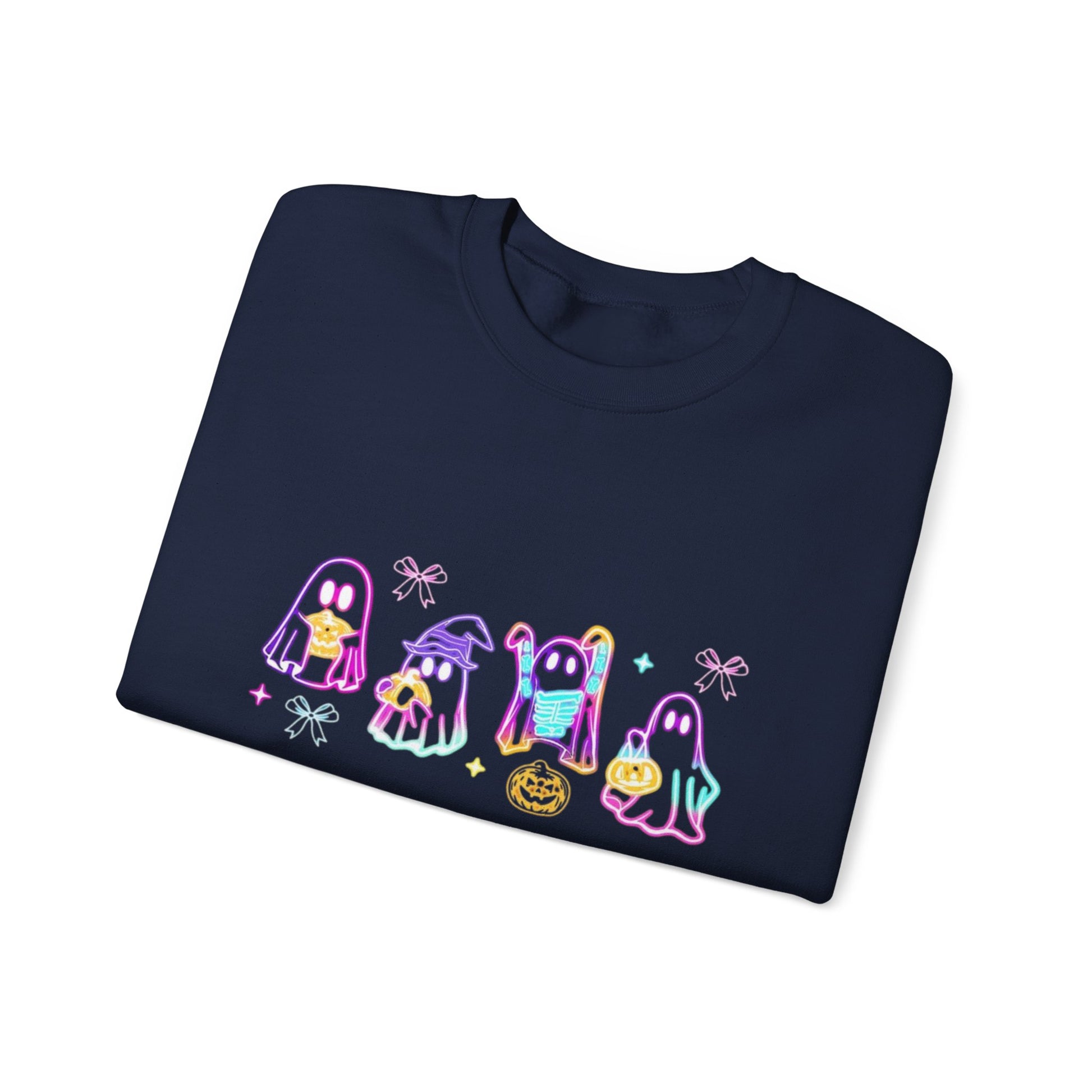 Ghost Neon Color Halloween Sweatshirt, Halloween Party Sweater - PopCultureByDesign36