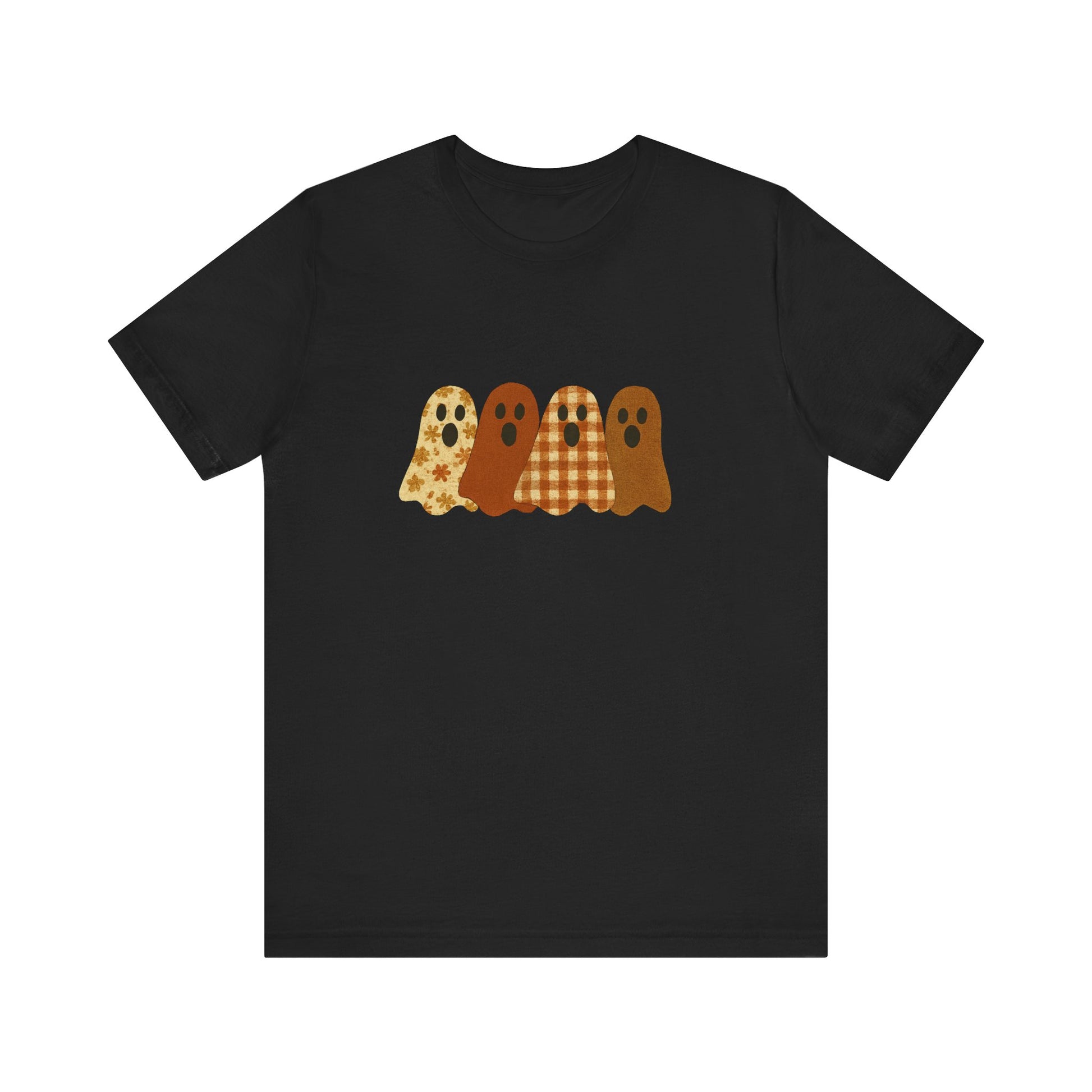 Funny Ghost Patchwork Tee, Cute Ghost Shirt, Boho Halloween Shirt - PopCultureByDesign36