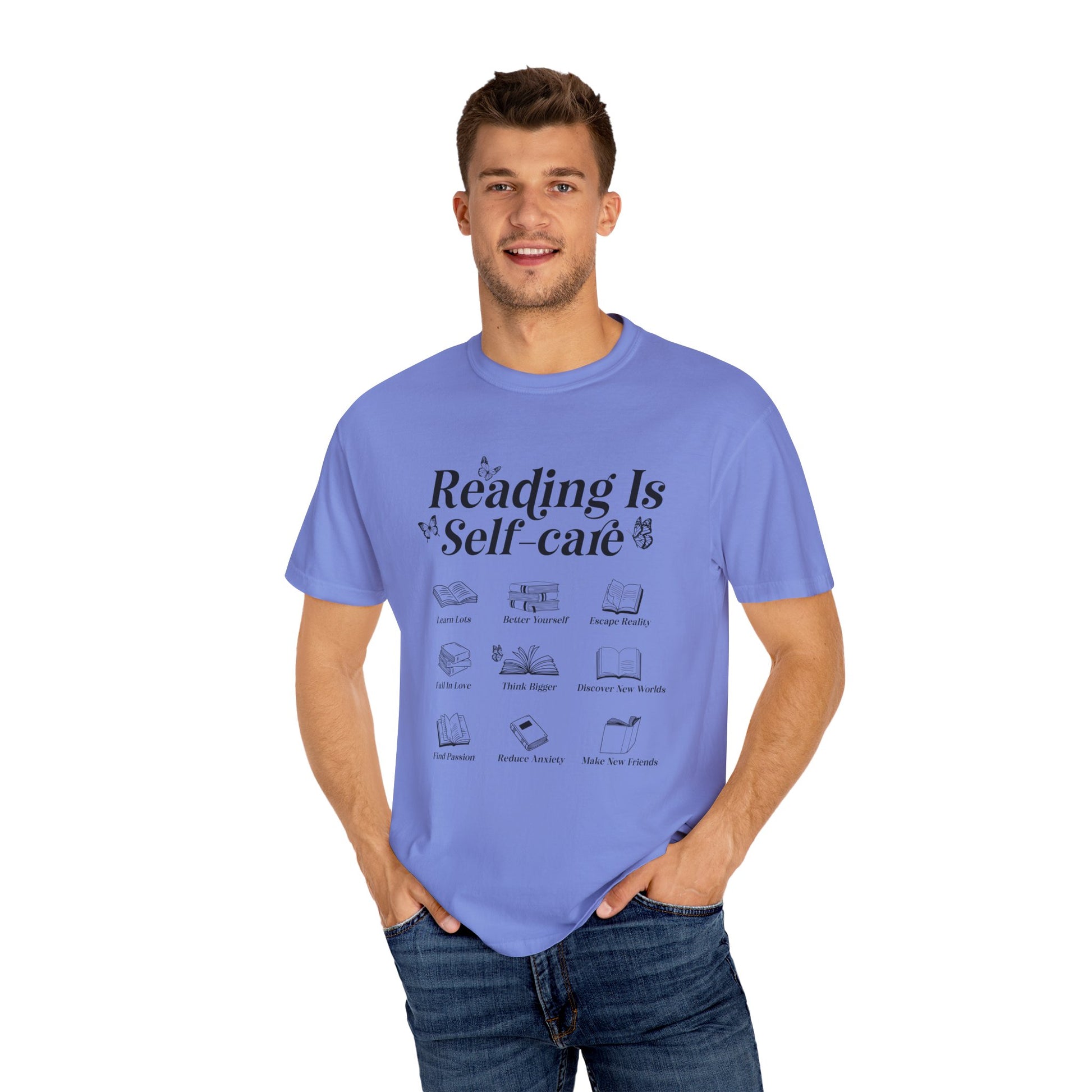 Book Lover Tee, Relaxation Vibes Shirt, Mindfulness Gift, Cozy Reading Top - PopCultureByDesign36