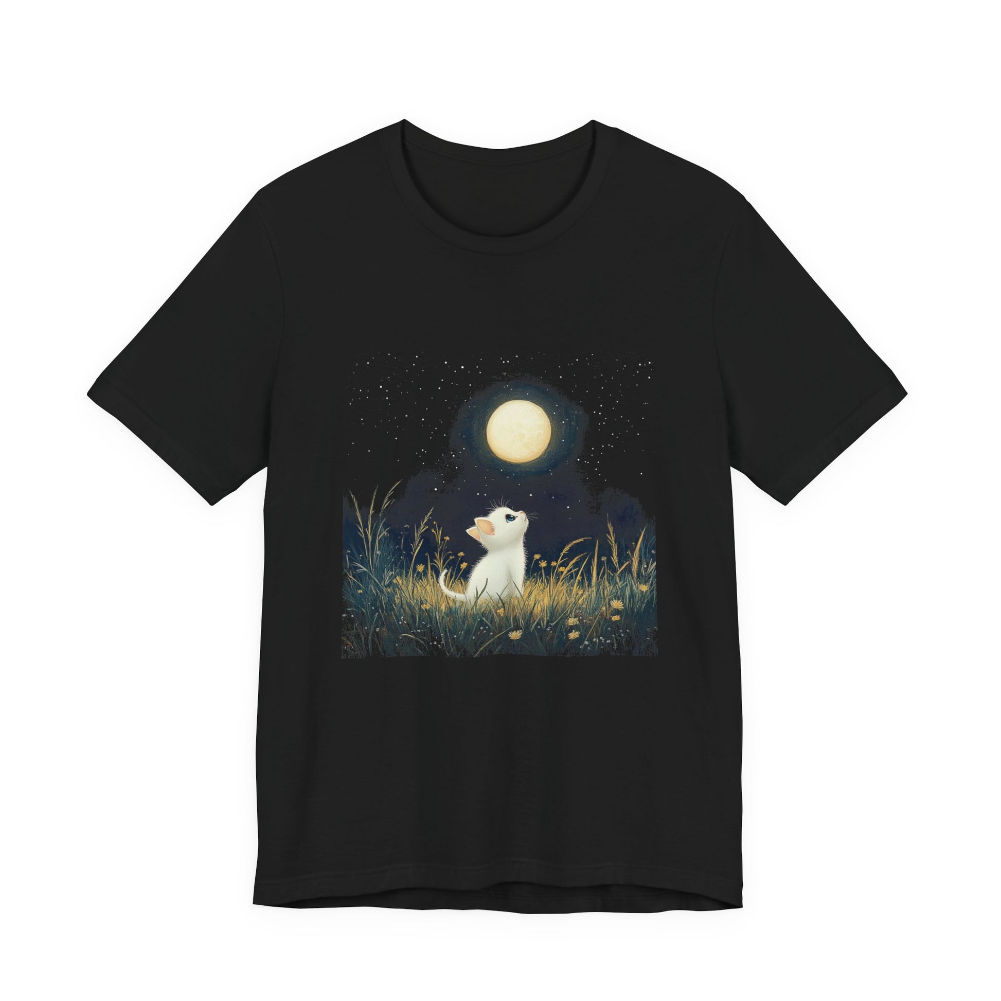 Retro Kitten Moon Tee Shirt, Cat Lover Gift, Moon Cat Top, Vintage Cat Shirt - PopCultureByDesign36