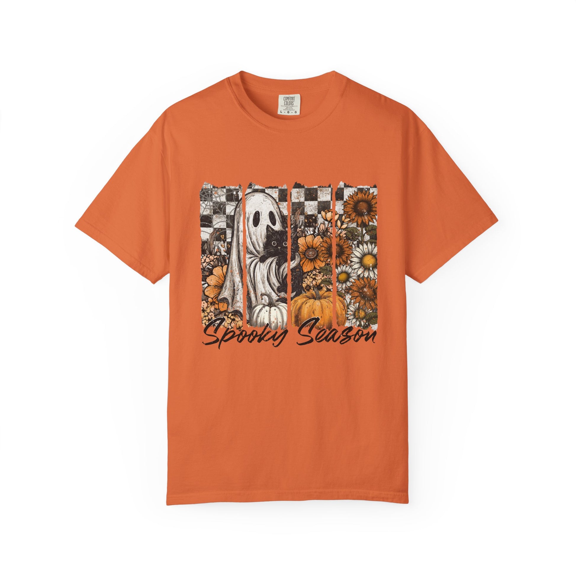 Comfort Colors Cute Strip Ghost Shirt, Halloween Costume, Vintage Vibe - PopCultureByDesign36