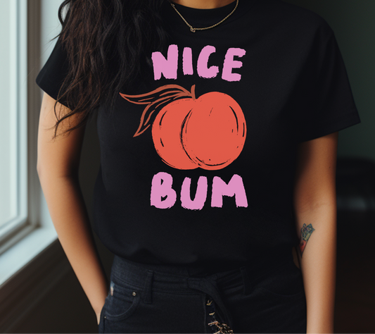 Nice Bum Peach Shirt, Cute Fruit Graphic T-Shirt, Funny, Food Lover Tee,Hilarious Inappropriate T-Shirt, Peaches Shirt, Cottagecore style
