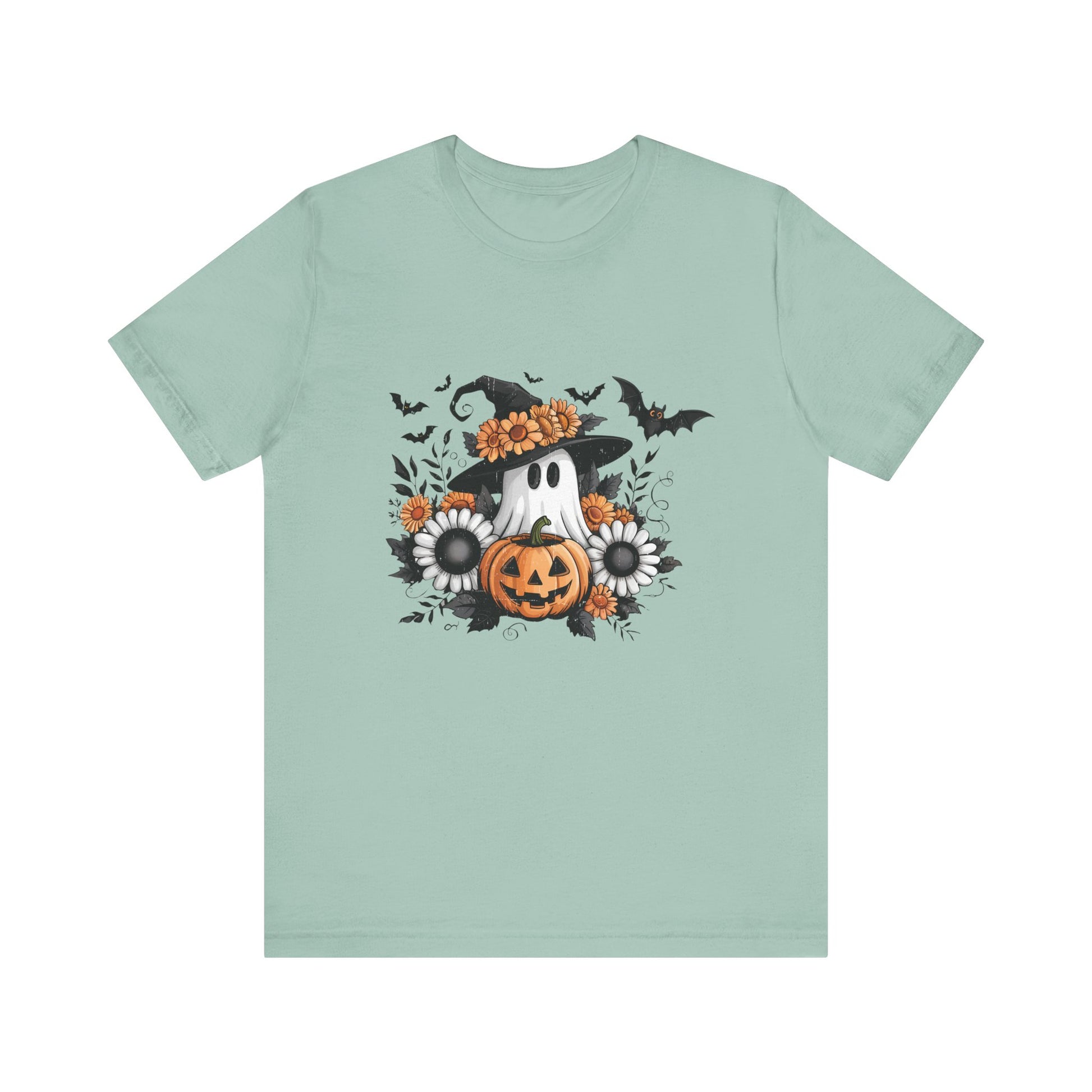 Funny Ghost Pumpkin Shirt, Boho Ghost Shirt, Soft floral ghost - PopCultureByDesign36