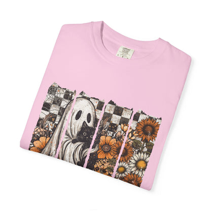 Comfort Colors Cute Strip Ghost Shirt, Halloween Costume, Vintage Vibe - PopCultureByDesign36