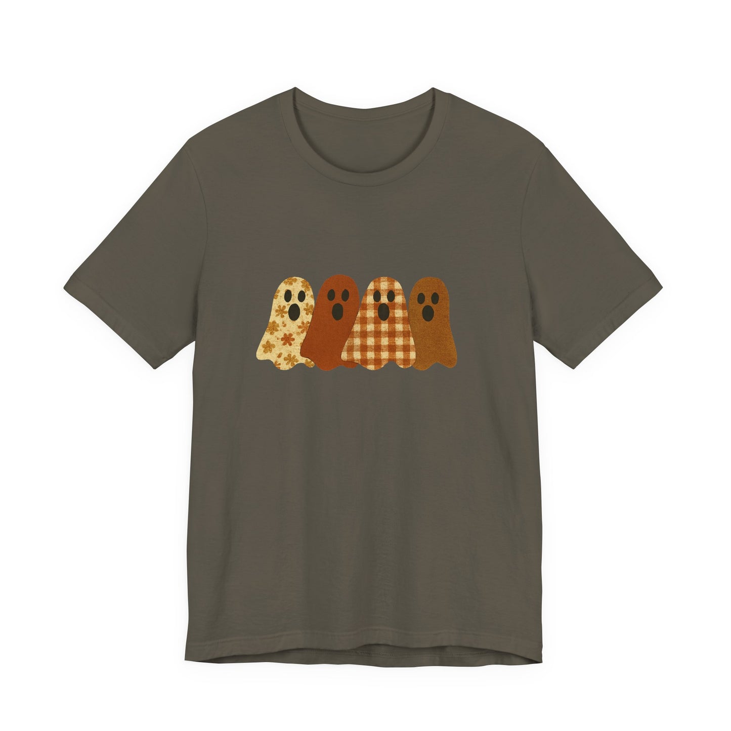 Funny Ghost Patchwork Tee, Cute Ghost Shirt, Boho Halloween Shirt - PopCultureByDesign36