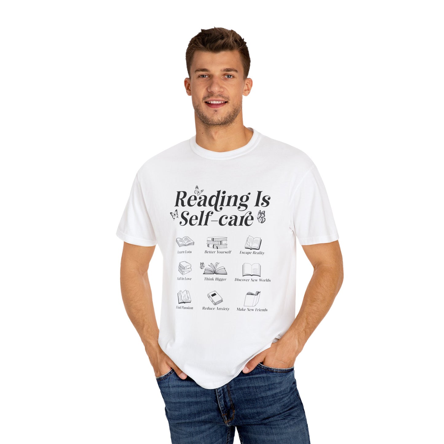 Book Lover Tee, Relaxation Vibes Shirt, Mindfulness Gift, Cozy Reading Top - PopCultureByDesign36