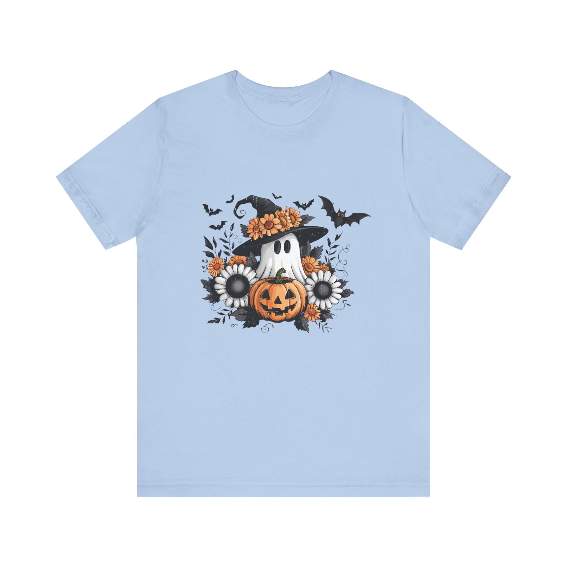 Funny Ghost Pumpkin Shirt, Boho Ghost Shirt, Soft floral ghost - PopCultureByDesign36