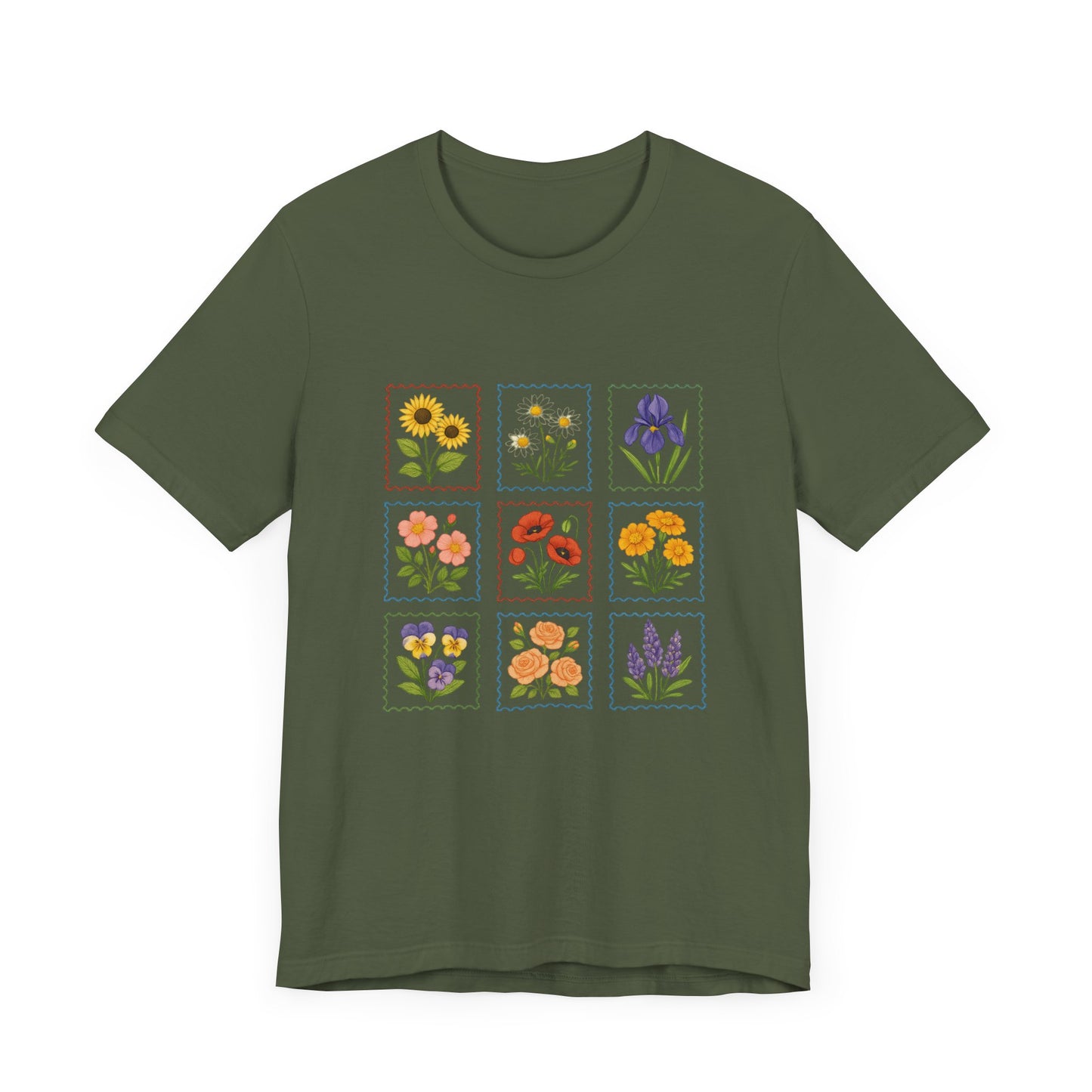 Summer Flower Stamp Tshirt, Vintage Postage Stamp Shirt, Aesthetic Summer Tee - PopCultureByDesign36