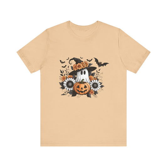 Funny Ghost Pumpkin Shirt, Boho Ghost Shirt, Soft floral ghost - PopCultureByDesign36