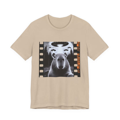 Capybara UFO Funny Tshirt, Cool Capybaras Meme T-Shirt, Alien Abduction Gift Tee - PopCultureByDesign36