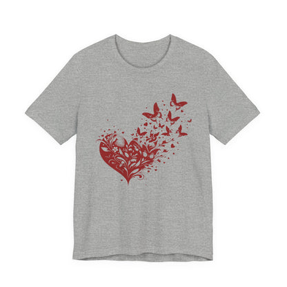 Butterfly Heart Valentines Day Shirt, Butterfly Valentine Tee, Cute Heart T-Shirt - PopCultureByDesign36