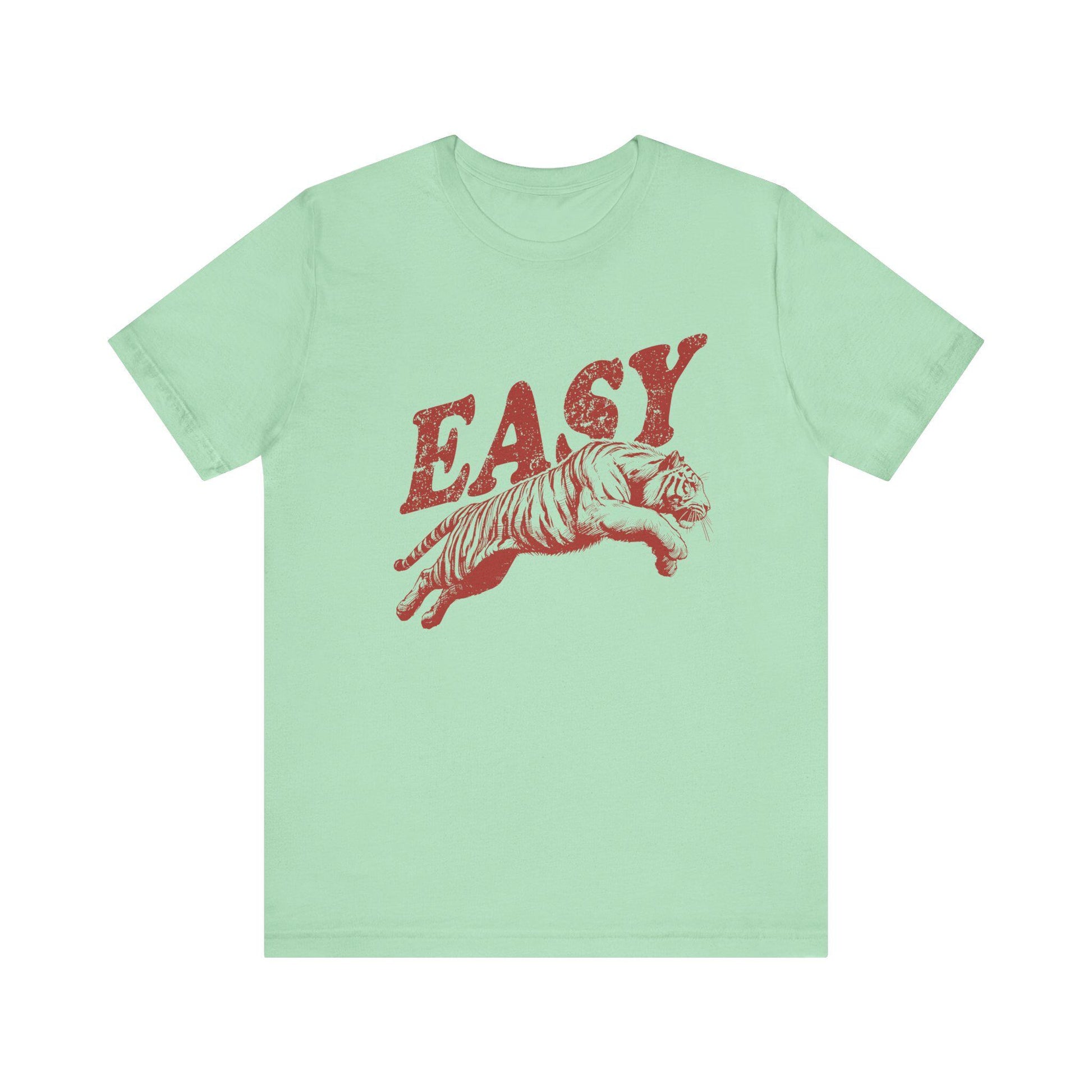 Easy Red Tiger Shirt, Retro Boho Tee, Unisex Trendy Aesthetic Shirt, Oversized Graphic Tee, Hippie Clothes, Indie Shirt, Funny Tiger Tee