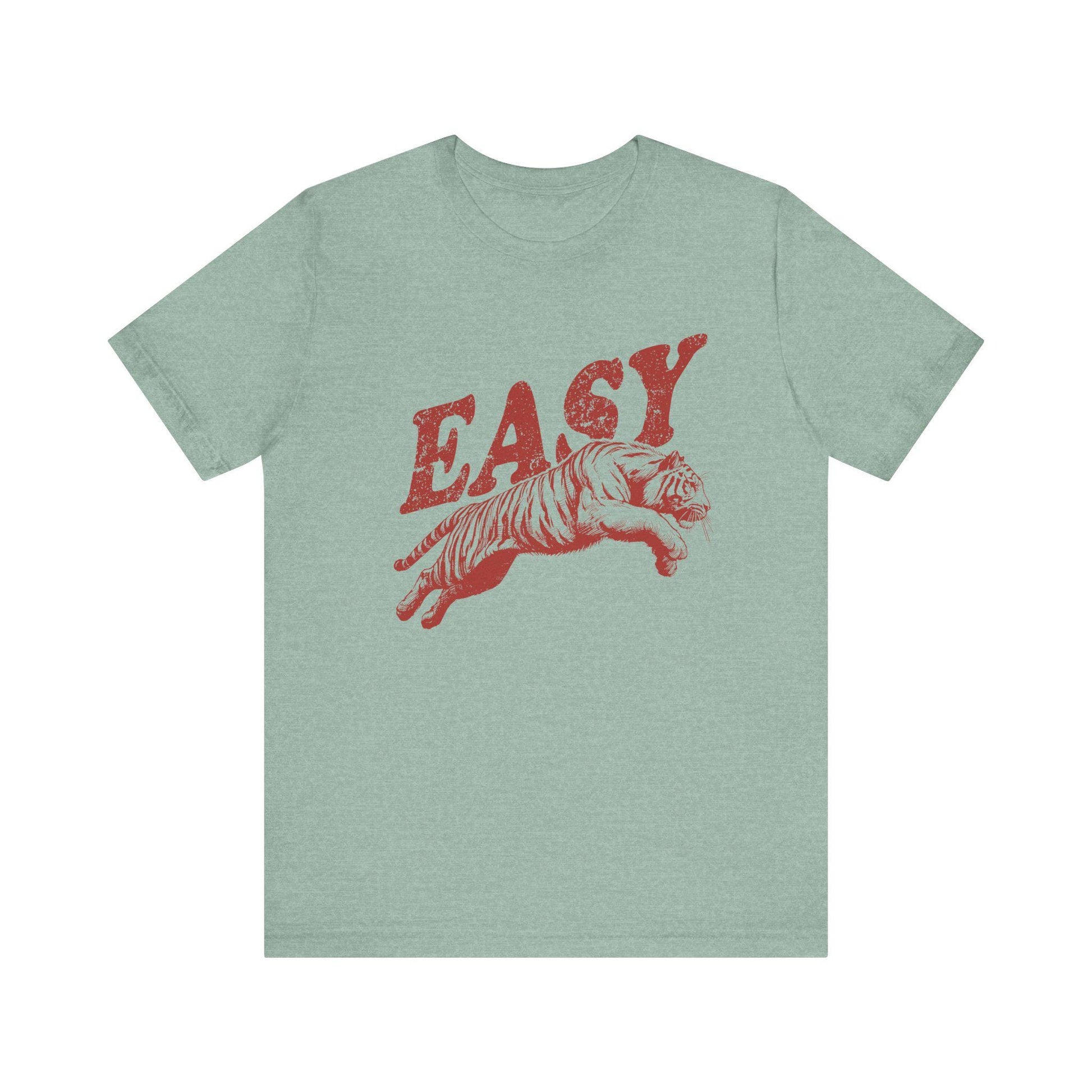 Easy Red Tiger Shirt, Retro Boho Tee, Unisex Trendy Aesthetic Shirt, Oversized Graphic Tee, Hippie Clothes, Indie Shirt, Funny Tiger Tee